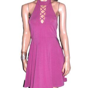 Express Plum Halter Dress Petite S NWT